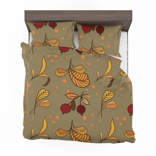 Autumn Leaves Berries Herb Vector Bedding Set 2