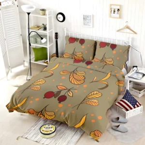 Autumn Leaves Berries Herb Vector Bedding Set