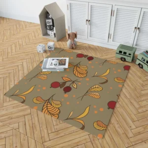 Autumn Leaves Berries Herb Vector Rug 1