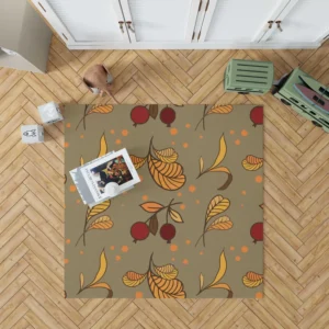 Autumn Leaves Berries Herb Vector Rug