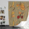 Autumn Leaves Berries Herb Vector Shower Curtain