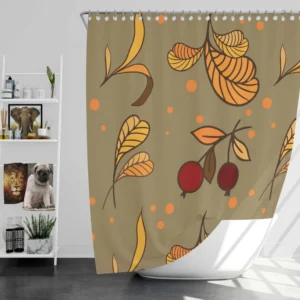 Autumn Leaves Berries Herb Vector Shower Curtain