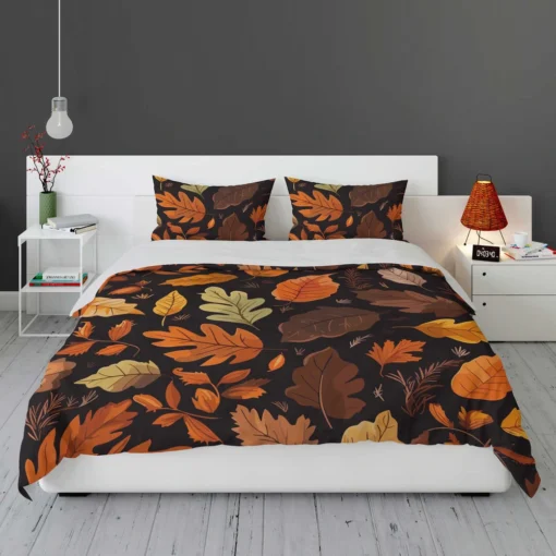 Autumn Leaves Hand Drawn Patterns Bedding Set 1