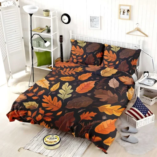 Autumn Leaves Hand Drawn Patterns Bedding Set