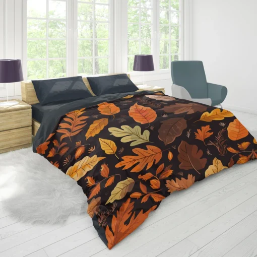 Autumn Leaves Hand Drawn Patterns Duvet Cover 1