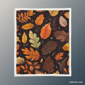 Autumn Leaves Hand Drawn Patterns Sherpa Fleece Blanket 1