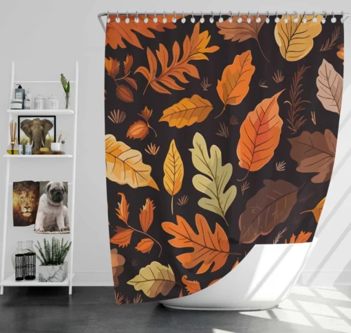 Autumn Leaves Hand Drawn Patterns Shower Curtain