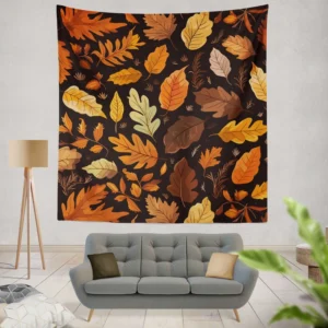 Autumn Leaves Hand Drawn Patterns Wall Tapestry