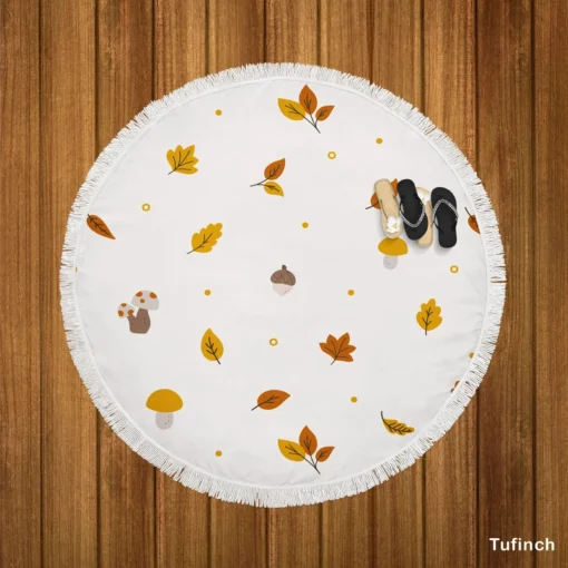 Autumn Leaves Infinite Pattern Round Beach Towel