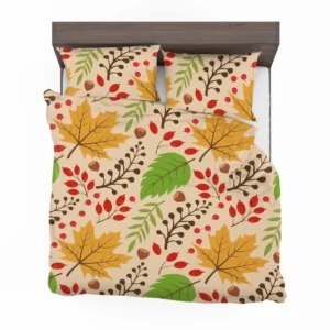 Autumn Leaves & Nuts Pattern Bedding Set 2