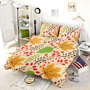 Autumn Leaves & Nuts Pattern Bedding Set