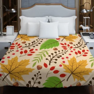 Autumn Leaves & Nuts Pattern Duvet Cover