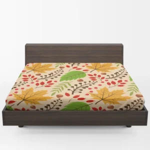 Autumn Leaves & Nuts Pattern Fitted Sheet 1