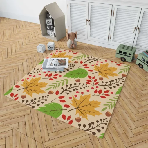 Autumn Leaves & Nuts Pattern Rug 1