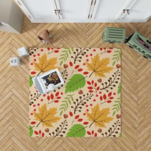 Autumn Leaves & Nuts Pattern Rug