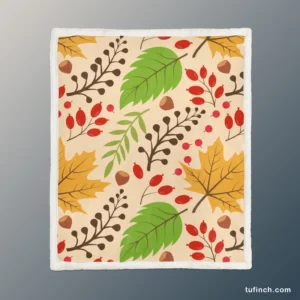 Autumn Leaves & Nuts Pattern Sherpa Fleece Blanket 1