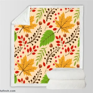 Autumn Leaves & Nuts Pattern Sherpa Fleece Blanket