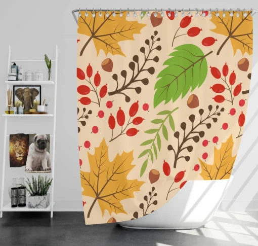 Autumn Leaves & Nuts Pattern Shower Curtain