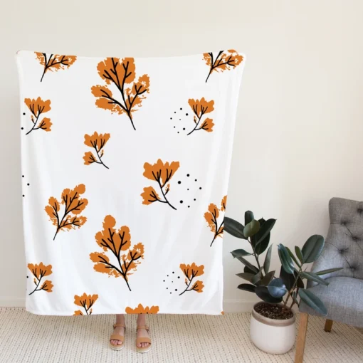 Autumn Leaves Pattern Fleece Blanket