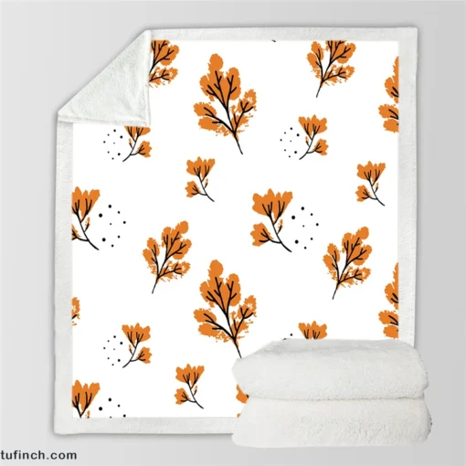 Autumn Leaves Pattern Sherpa Fleece Blanket