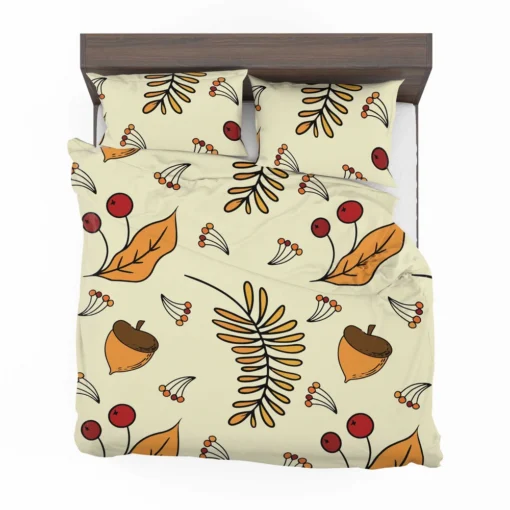 Autumn Rowan Berries Acorn Pattern Bedding Set 2