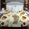 Autumn Rowan Berries Acorn Pattern Duvet Cover