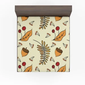 Autumn Rowan Berries Acorn Pattern Fitted Sheet