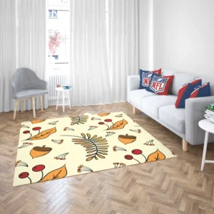 Autumn Rowan Berries Acorn Pattern Rug 2