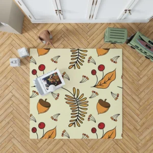 Autumn Rowan Berries Acorn Pattern Rug