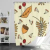 Autumn Rowan Berries Acorn Pattern Shower Curtain