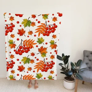 Autumn Rowan Berries Fleece Blanket