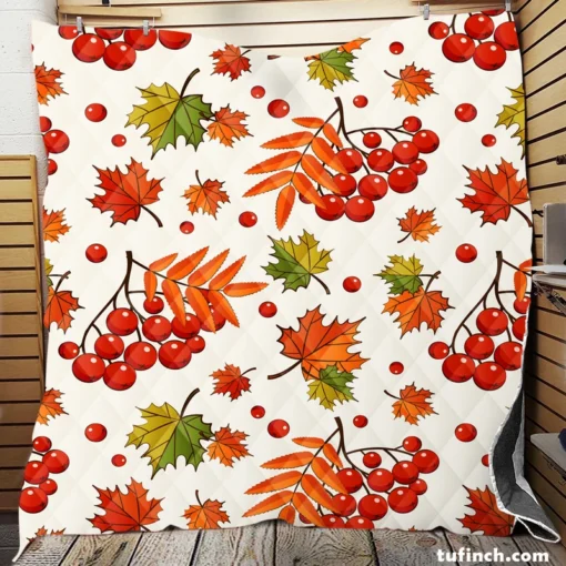 Autumn Rowan Berries Quilt Blanket