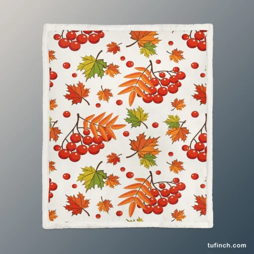 Autumn Rowan Berries Sherpa Fleece Blanket 1