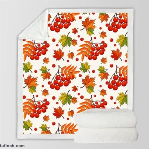 Autumn Rowan Berries Sherpa Fleece Blanket