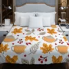 Autumn Season Teapot Berry Maple Leaves Duvet Cover