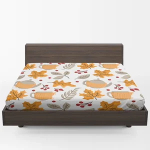 Autumn Season Teapot Berry Maple Leaves Fitted Sheet 1