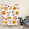 Autumn Season Teapot Berry Maple Leaves Fleece Blanket