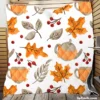 Autumn Season Teapot Berry Maple Leaves Quilt Blanket