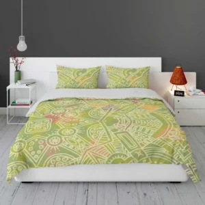 Avocado Green Abstract Pattern Design Bedding Set 2