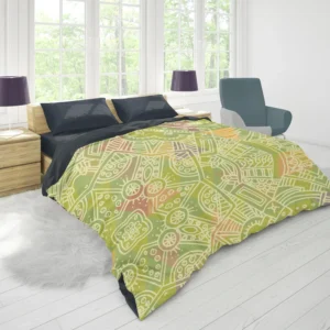 Avocado Green Abstract Pattern Design Duvet Cover 1