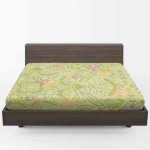 Avocado Green Abstract Pattern Design Fitted Sheet 1