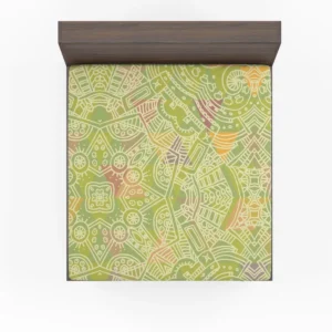 Avocado Green Abstract Pattern Design Fitted Sheet