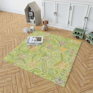 Avocado Green Abstract Pattern Design Rug 1