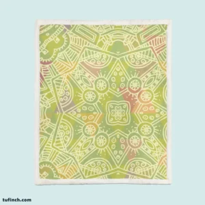 Avocado Green Abstract Pattern Design Sherpa Fleece Blanket 1