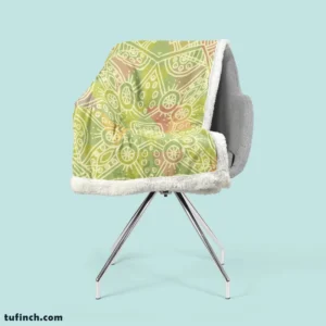 Avocado Green Abstract Pattern Design Sherpa Fleece Blanket 2