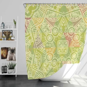 Avocado Green Abstract Pattern Design Shower Curtain