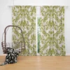 Avocado Green Damask Pattern Curtain