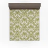 Avocado Green Damask Pattern Fitted Sheet