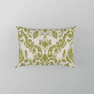 Avocado Green Damask Pattern Pillow Case