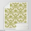 Avocado Green Damask Pattern Sherpa Fleece Blanket